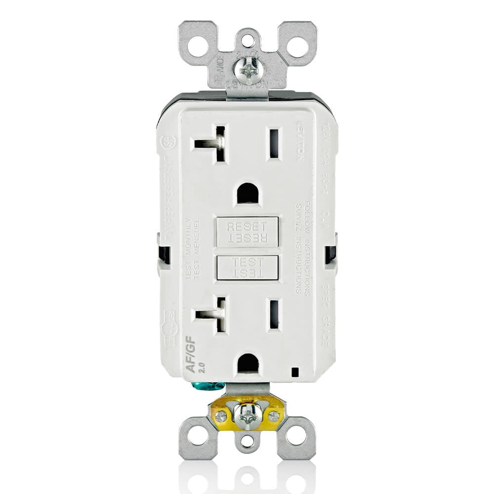 Leviton 3809514 20A, 125V 5-20R Decora AFCI & GFCI Dual Function Outlet, White