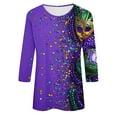 thumbnail image 5 of RKSTN Mardi Gras 3/4 Sleeve T Shirts for Women Top Oversized Crewneck Carnival Mask Print 3/4 Length Sleeve Shirt Womens Casual Round Neck Mask Tuesday Carnival Party Three Quarter Sleeve Tee Shirt, 5 of 5
