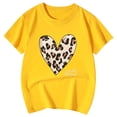 thumbnail image 4 of JAJAHO Kids Summer Top Girls Cute Graphic Tee Leopard Heart Print Short Sleeve Crew Neck Casual Comfortable Daily Wear T Shirt Ages 3-13 Years Versatile Tops, 4 of 4