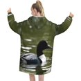 thumbnail image 3 of Loon Nature Birds Print Oversized Blanket Hoodie, Wearable Blanket Adult For Women Men And Teenager, Super Soft Warm Flannel Fluffy Hooded Blankets Sweatshirt With Big Pocket, 3 of 8