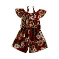 thumbnail image 3 of ITFABS Combinaison une Pièce pour Fille, Imprimé Floral Épaules Dénudées à Volants, 3 of 7