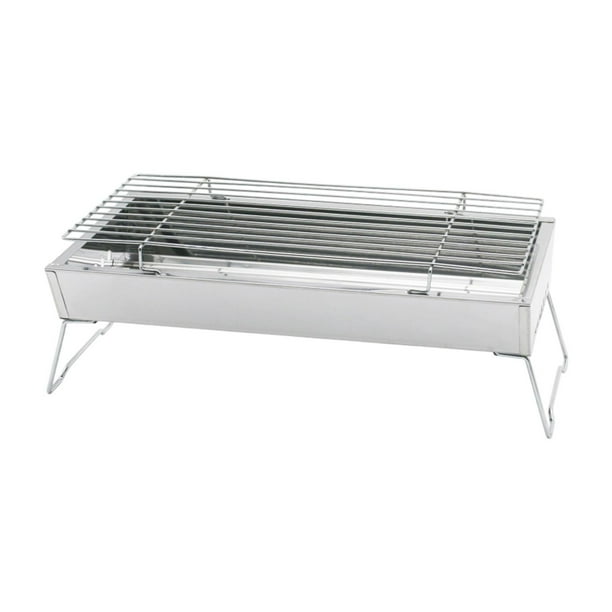 Parrilla de barbacoa plegable, utensilios de cocina, parrilla de camping multifunción de acero inoxidable, rejilla para asar carne para patio, picnic, 45 cm x 24 cm x 17 cm