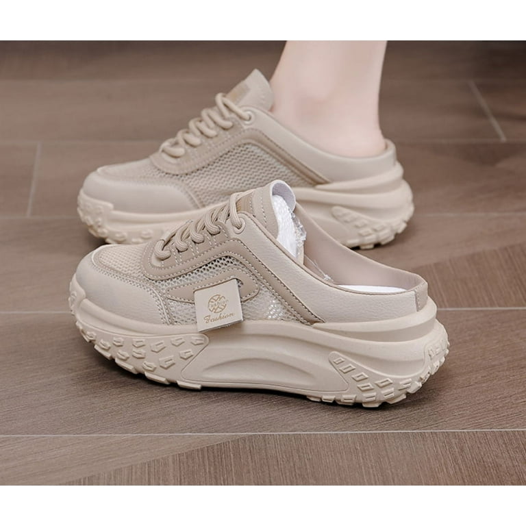 Women's Knitted Breathable Mesh Platform Thick Sole Mule