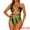 Green, variant on DARING DIVA Halter Allover Print Criss Cross Color Block Swimsuit M Khaki