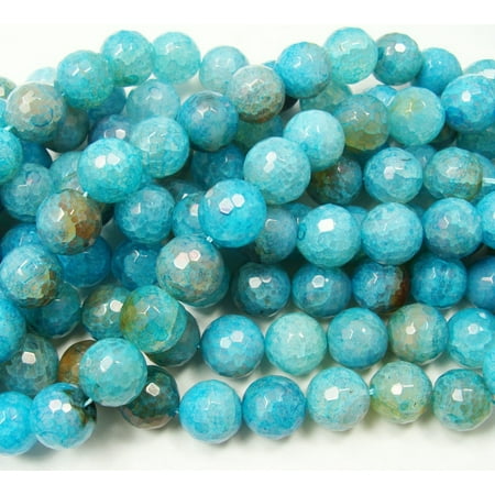 8mm approx. 47 beads Aqua agate faceted round beads Genuine Natural Gemstone Jewelry making