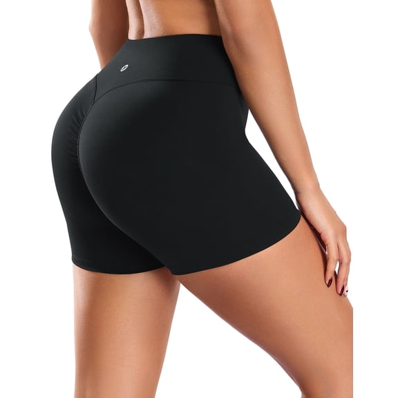 YEEKISUS Women Workout Shorts Tummy Control High Waisted Elastic Shorts for Biker Yoga Running Cycling Gym Black M