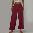 thumbnail image 2 of Kvture Wide Leg Suit Pant for Women Summer Fashion Versatile Loose Straight Office Dress Pant Casual Business Work Pants Wine XXL, 2 of 9