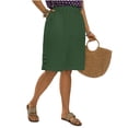 thumbnail image 6 of Hueook Vacation Shorts Sweat Shorts for Women's Summer Plus Size Linen Solid Color Loose Straight Leg Pants with Pockets Elastic Waist and Back Pockets Five-Inch Length Army Green 2X, 6 of 8