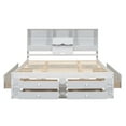 thumbnail image 7 of Queen Size Wood Platform Bed Frame with Storage Bookcase Headboard, Pine Wood Platform Storage Bed with 8 Drawers, No Box Spring Needed, Noise Free, White, 7 of 7