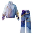 thumbnail image 5 of Xixirimido Blue Marble Print Sweatsuits for Women Plus Size 2 Piece Outfit Long Sleeve Sweatshirt Wide Leg Sweatpants Fall Winter Fashion Lounge Set Tracksuit, Large, 5 of 7