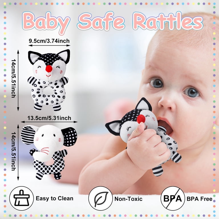 Sixwipe Baby Rattle Toys, 2-Piece Soft Plush Set photo 4