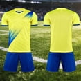 thumbnail image 1 of RKSTN Soccer Maillot Enfants Manches Courtes Col Rond Chandail de Soccer avec Shorts Ensemble Uniforme d'Entraînement 2 Pcs Ensemble de Maillot de Soccer (Jaune, 3TP) Unisexe, 1 of 6