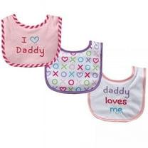 Luvable Friends Baby Girl Cotton Drooler Bibs with Fiber Filling 3pk, Pink Dad, One Size