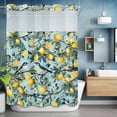 thumbnail image 6 of Lemon Bird No Hooks Shower Curtain with Snap-in Liner Spring Summer White Floral Leaf Branch Bird Yellow Lemon Green Shower Curtains for Bathroom, Waterproof, Easy Install, Washable 48"x72", 6 of 9