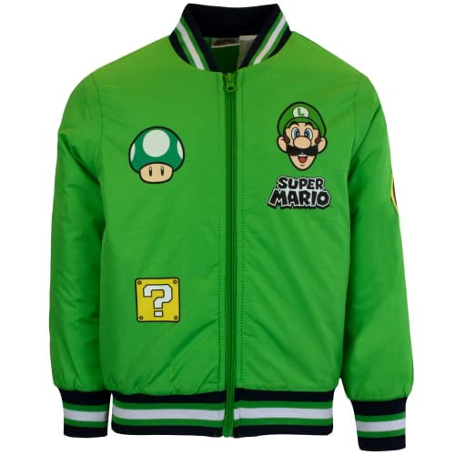 Super Mario Bomber Jacket for Boys Nintendo Mario and Luigi Bomber Jacket Luigi Green Size 10 12