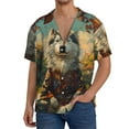 thumbnail image 1 of KLL Chemise Homme Imprimé Feuille d'Érable Forêt Manches Courtes Boutonnée Été Cuba Plage-Petite, 1 of 5