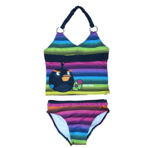 Angry Birds Girls Neon Striped Swimming Suit Swim Tankini Bathing Suit 2 PC 5