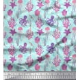 thumbnail image 1 of Soimoi Cotton Voile Fabric Coral,Octopus & Jellyfish Ocean Print Fabric by the Yard 42 Inch Wide, 1 of 1