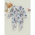 thumbnail image 2 of Bagilaanoe Newborn Baby Girl Boys Footed Jumpsuit Print Long Sleeve Bodysuit 3M 6M 12M 18M Infant One Piece Romper, 2 of 9