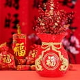 thumbnail image 4 of deevoka Chinese New Year Blessing Bag Vase - Resin Decorative Table Centerpiece for Home Red 15cm, 4 of 10