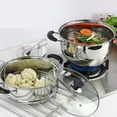 thumbnail image 4 of Stainless Steel 2 Tier Boiling Pot With Lid & Steamer - Silver, 26cm | Gas Stove & Induction Compatible - Multipurpose Cookware Pots - Dumplings Momo Steamer | Pasta & Rice Steamer, Meat Steamer, 4 of 5