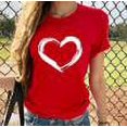 thumbnail image 1 of Tops Femmes Tops d'Été 2023 Femmes Manches Courtes en Forme de Coeur Imprimé Casual Tops Chemisier T-Shirt Rouge L, 1 of 4