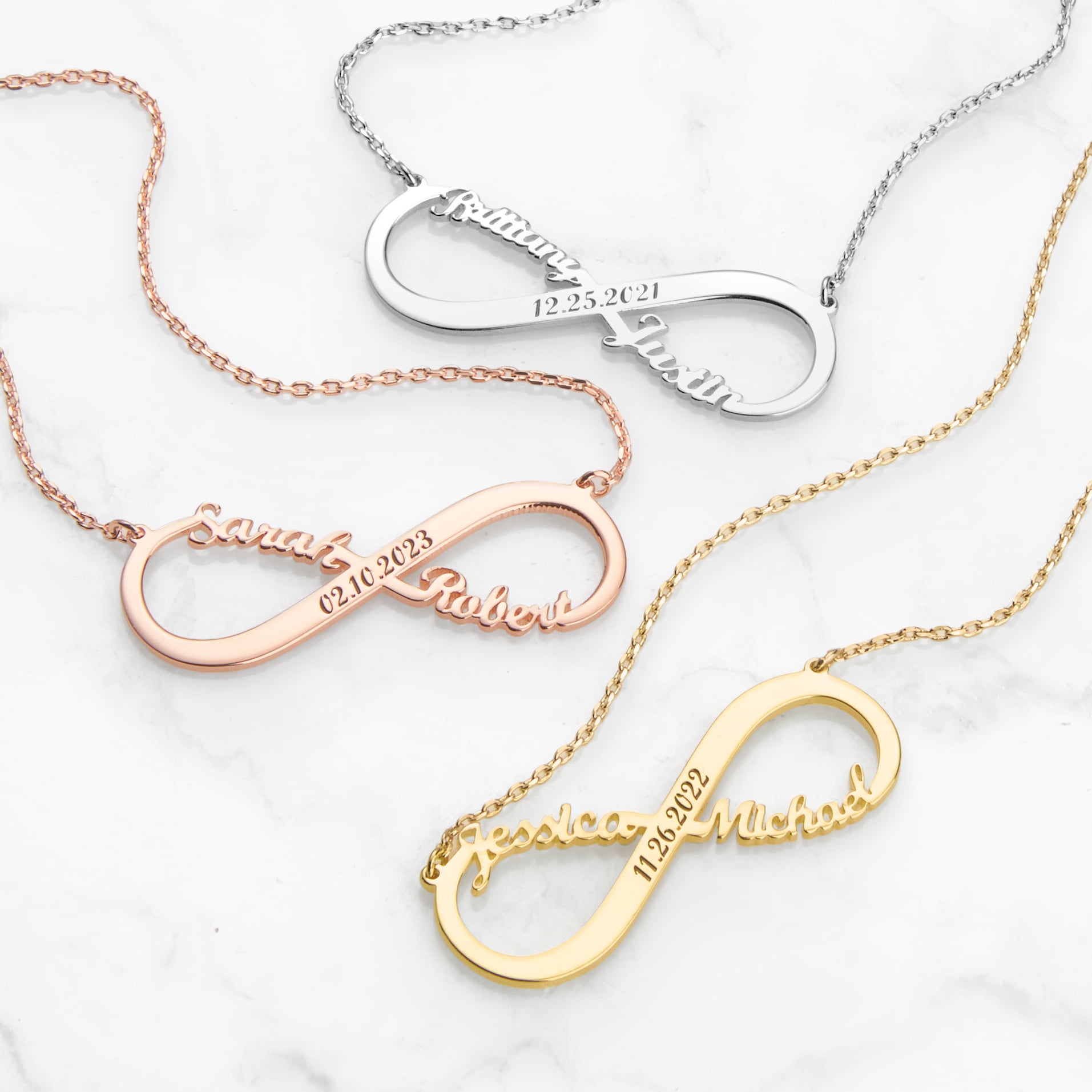 Personalized Planet Women's Sterling Silver Couples Dated Infinity Pendant