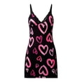 thumbnail image 5 of Yuanlong Womens Nightgown Spaghetti Strap Heart Print Deep V-Neck sleepshirts Dress For Valentine Night Wear Lady Sleepshirts, 5 of 7