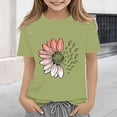 thumbnail image 1 of XIMIN T-Shirts Filles Graphiques Tournesol Manches Courtes Col Rond Coton Coupe Ample Décontractée Été, 1 of 5