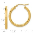 thumbnail image 2 of 14k Yellow Gold Polished 2.5mm Lightweight Tube Hoop Earrings 2.5mm Thick Hoop Earring for Women, 2 of 2