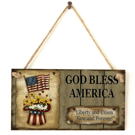 Bouanq Memorial Day Decorations 4th of July Wooden American Independence Day Rectangle Wooden Crafts Listing Decoration Patriotic Party Decor