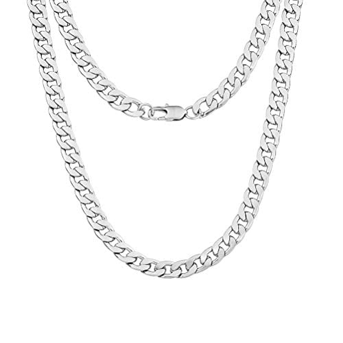 CShopping 9mm Silver Chain Mens Necklace - Classic 316L Stainless Steel Silver Chain - Neck Link Chain for Man Teen Boy