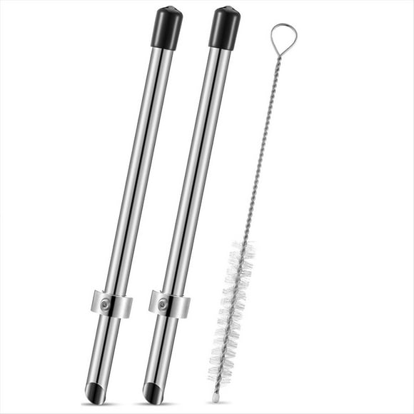 Paquete de 2 Perforadores de Pajitas con Cepillo para Tapas de Plástico y Vasos de Limonada, Herramientas de Perforación de Acero Inoxidable.