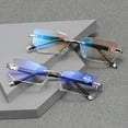 thumbnail image 4 of 2 Pairs Tinted Reading Glasses Rimless Blue Light Blocking Readers Glasses, 4 of 5