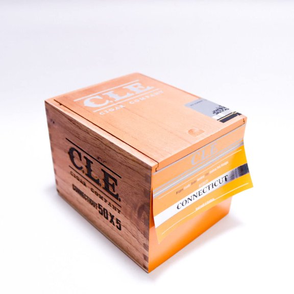 C.L.E. Connecticut Slide Top Empty Wood Cigar Box 5.5" x 4.5" x 4.25"