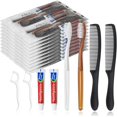 thumbnail image 1 of 100pcs Disposable Toothbrushes with Toothpaste and Comb Floss Individually Wrapped,4-in-1 Bulk Toothbrush Kit with 2 Color Toothbrush,10 gram Toothpaste,7 inch Comb,Floss Pick for Homeless,Hotel, 1 of 7
