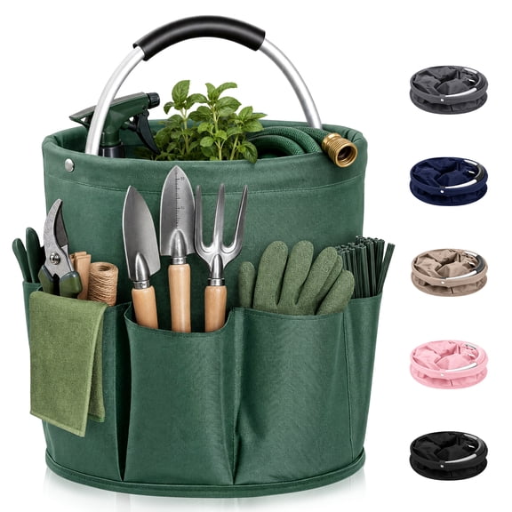 InnOrca 17L Foldable Garden Tool Organizer, 600D Oxford Fabric Storage Tote, Green