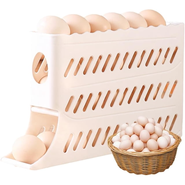 Dispensador de Huevos Rodantes para Refrigerador con 4 Niveles Que Sostienen 30 Huevos, Organizador de Almacenamiento para Refrigerador