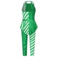 thumbnail image 5 of TiaoBug Kids Girls Sleeveless Sparkly Sequins Dance Unitards Jumpsuit Christmas Candy Cane Costume Green 12, 5 of 7