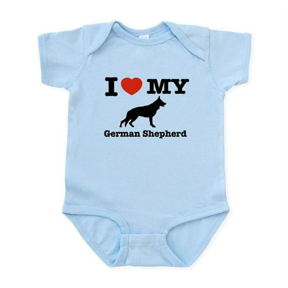 CafePress - I Love My German Shepherd Infant Bodysuit - Baby Light Bodysuit, Size Newborn - 24 Months