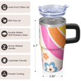 thumbnail image 3 of Butterfly 20oz Stainless Steel Tumbler with Handle and Straw – Insulated Travel Cup with Sliding Lid, 360° Full Wrap Printed Mug for Home, Outdoor & Sports Use, Spring, 3 of 6