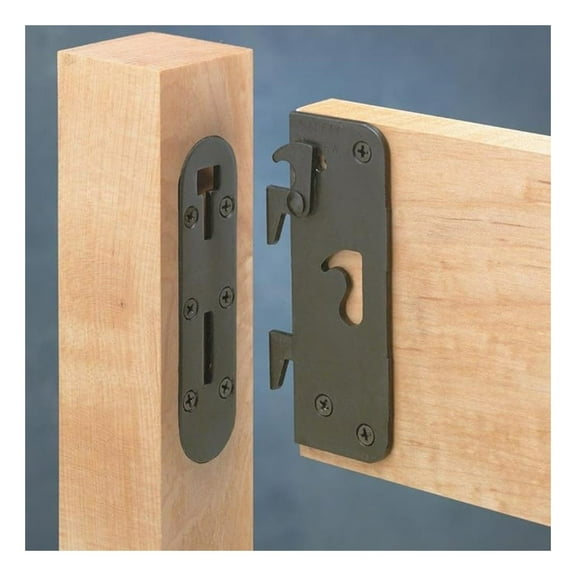 Locking Metal Bed Rail Brackets for Wood Bed – Heavy-Duty Steel Bracket w/ 4 Post Brackets & – Secure, Easy-Use Steel Corner Bracket - 1/8” Black Oxide Headboard for Wood Beds.