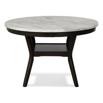 Pemberly Row Contemporary Faux Marble & Wood Dining Table in Espresso