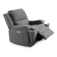 thumbnail image 1 of Soft Grey Fabric Power Recliner Chair w USB Chargers, 1 of 2