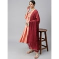 thumbnail image 3 of Janasya Indian Women's Peach Poly Silk Solid Kurta with Pant and Dupatta, 3 of 9