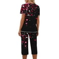 thumbnail image 3 of TIMIFIS Ensembles de Pyjama pour Femmes 2 Pcs - Pyjamas de la Saint-Valentin pour Femmes - Ensembles de Pyjamas pour Dames Manches Courtes Col Rond Haut et Pantalons Capris Ensembles de Détente, 3 of 5