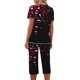 thumbnail image 3 of Puntoco Pijamas para mujer Conjunto de pijama con cuello redondo, manga corta, botones y cintura elástica con bolsillos y pantalón para mujer con estampado de San Valentín, 3 of 4