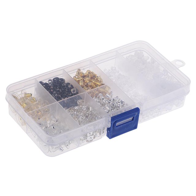 Pendiente Pendientes Mixtos Traseros de Metal de Plástico de Goma de Mariposa en Caja Clara