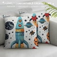 thumbnail image 3 of Qinduosi Cartoon Rockets Print Throw Pillow Covers Fun Cushion Cover Living Room Outdoor Sofa Bedroom White, 3 of 5
