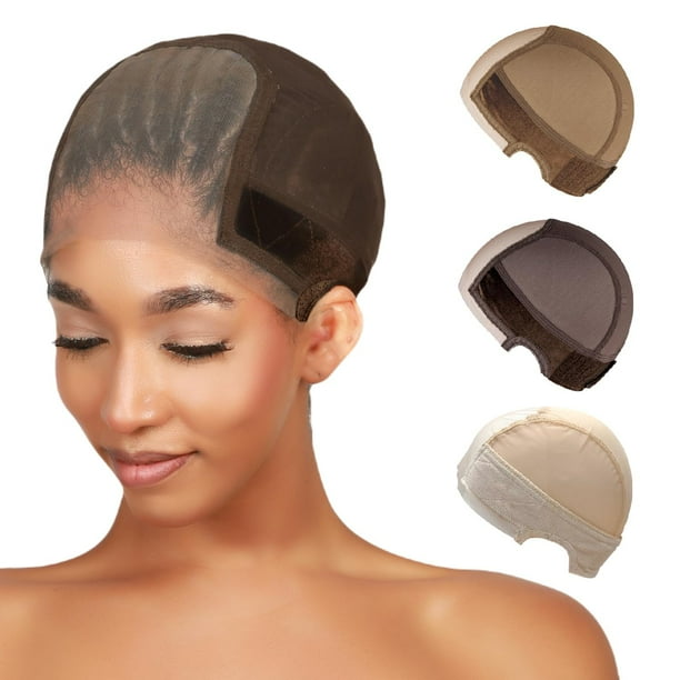 Gorra de peluca antideslizante Studio Limited con banda de sujeción para una colocación segura, encaje transparente para pelucas con encaje frontal, disponible en tonos marrón, marrón oscuro y beige c